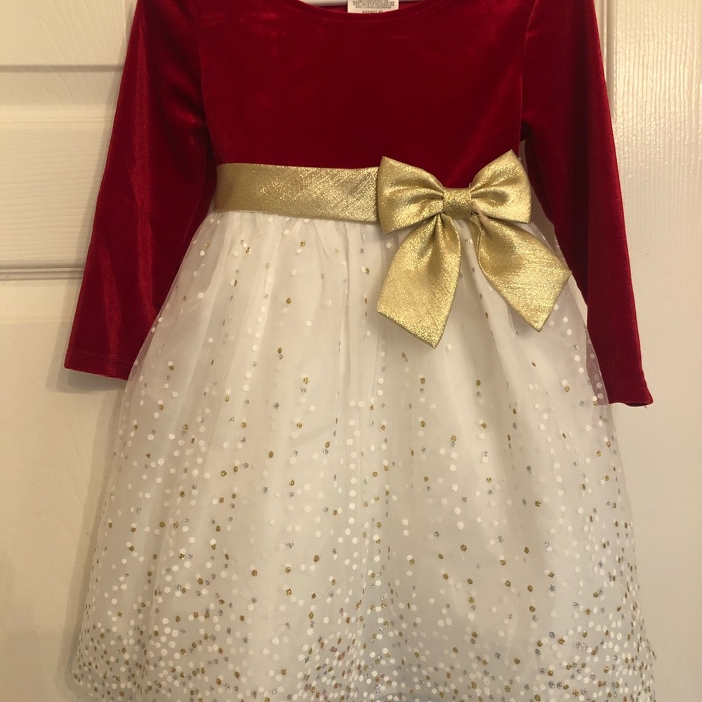 24 month Bonnie Baby Red, Gold and Beige dress